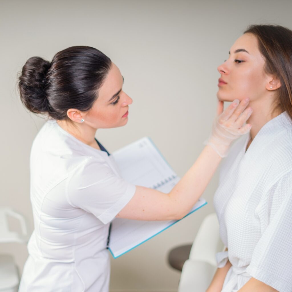 woman having a consultation with an esthetician