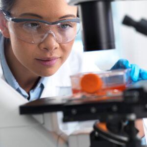 cancer research — scientist examining sample